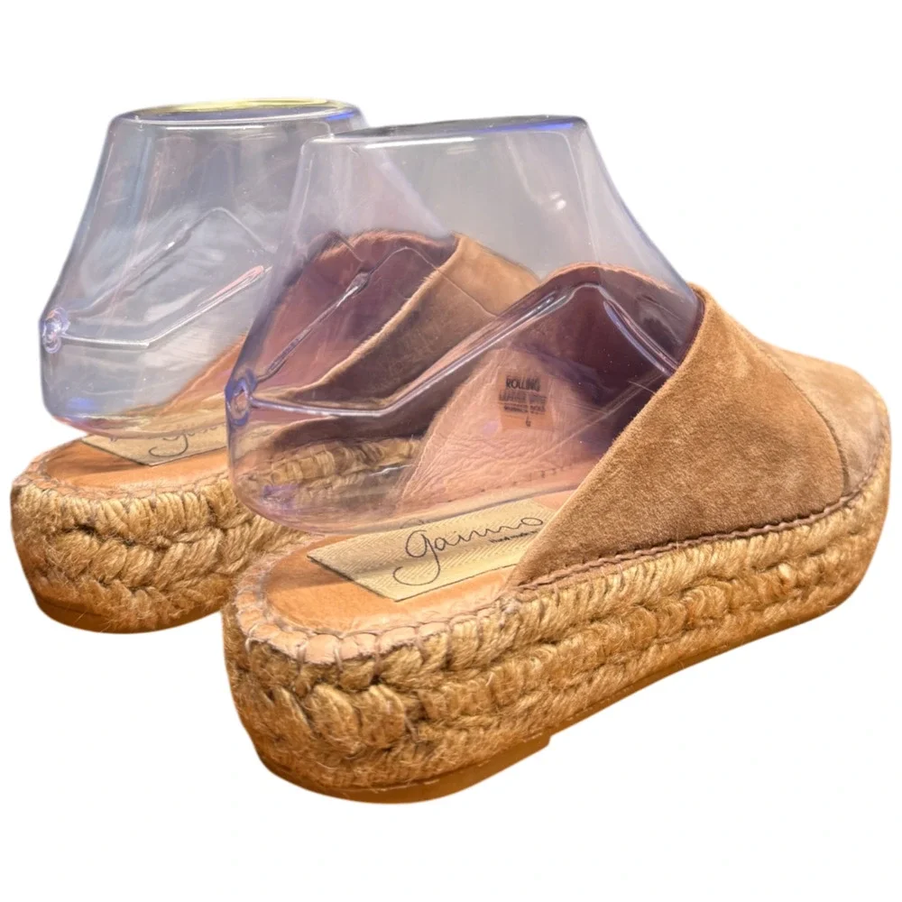 Gaimo Women's 6 Tan Suede Espadrilles Open Toe Wedge Low Platform